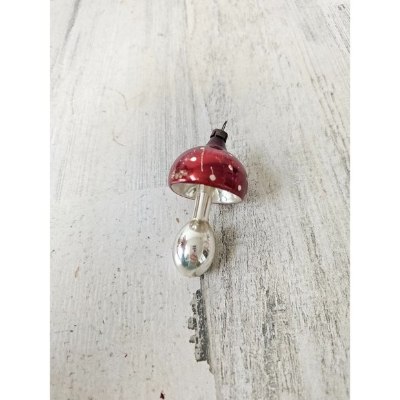 Vintage Mercury glass mushroom mini ornament Xmas tree red - Picture 1 of 9